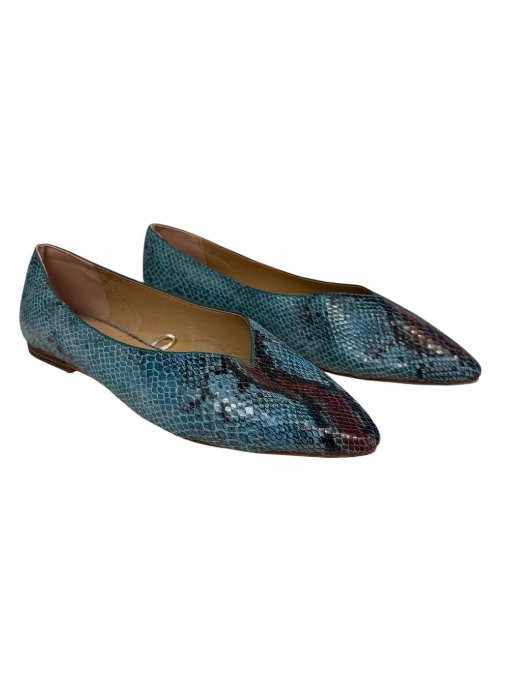 Seven7 Shoes Womens 11 Multicolor Nelly Flats Snakeskin Faux Leather Pointed Toe